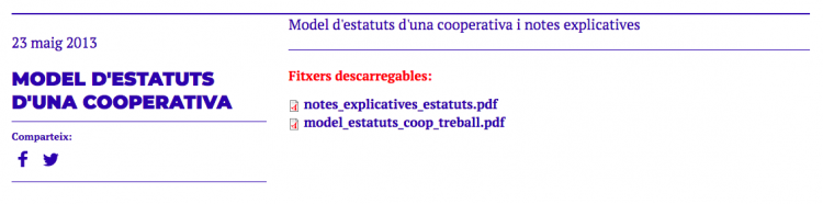 Models d'estatuts d'una cooperativa